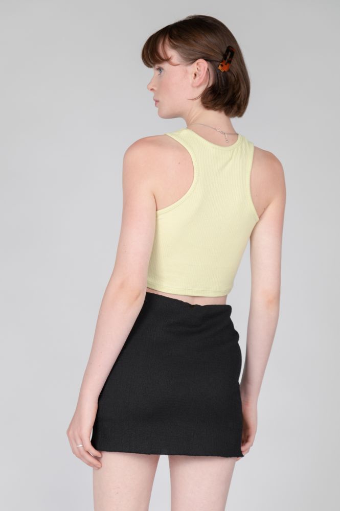 Pale yellow casual tank top, sporty chic clothing, festival outfit top.