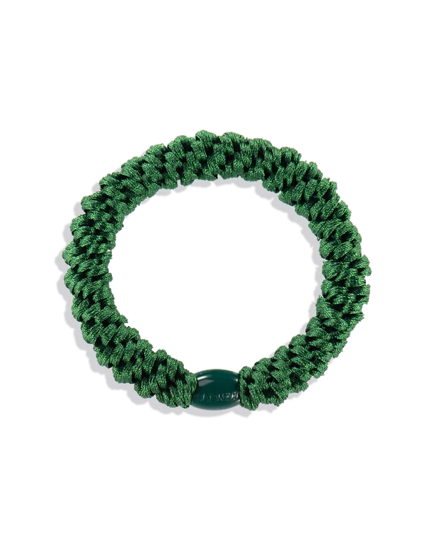 KKNEKKI Forrest Green, a hairband vibrant with energy and life. Green hair tie on a white background.