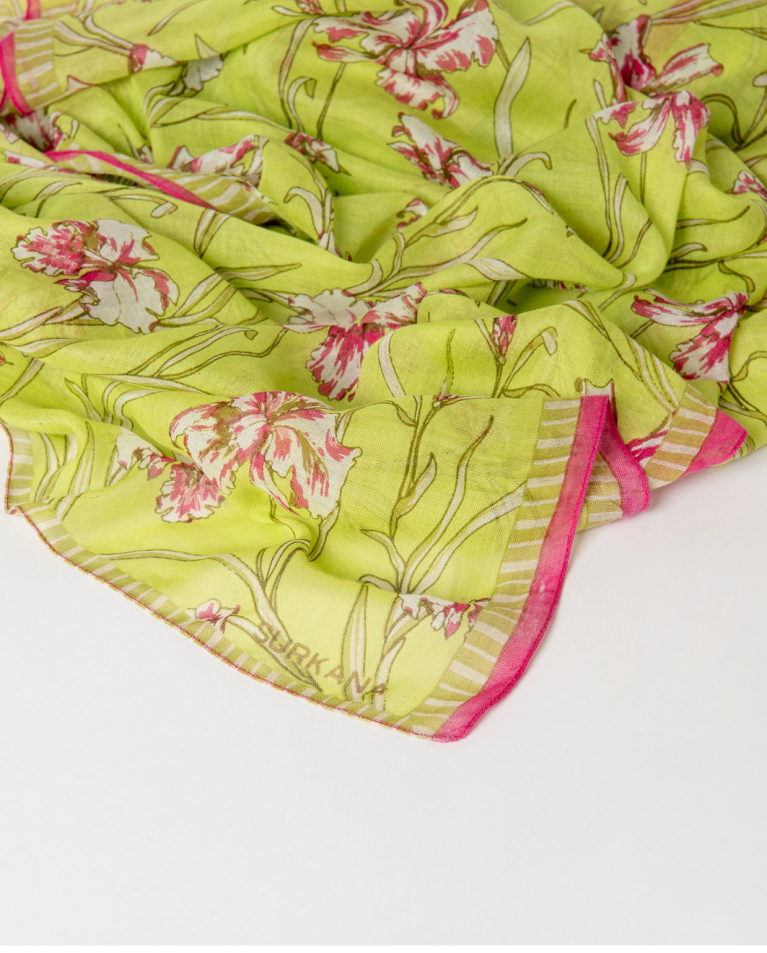 Green Floral Scarf