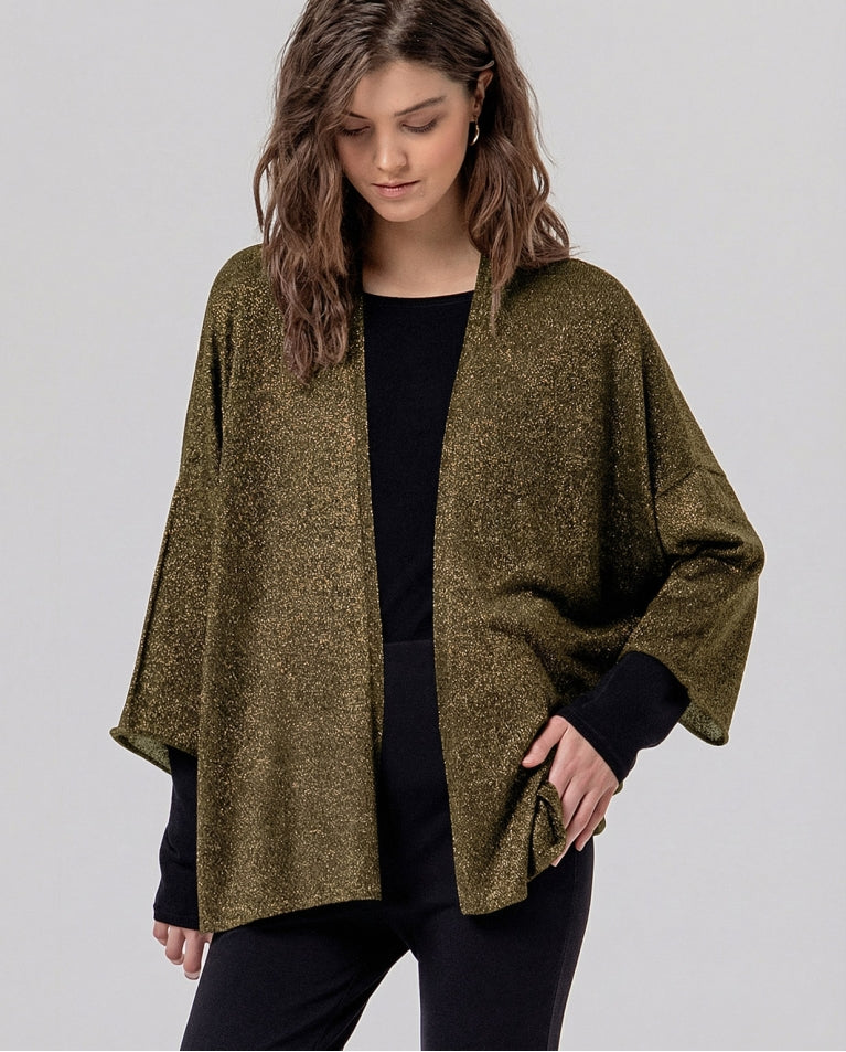 Khaki Lurex Poncho