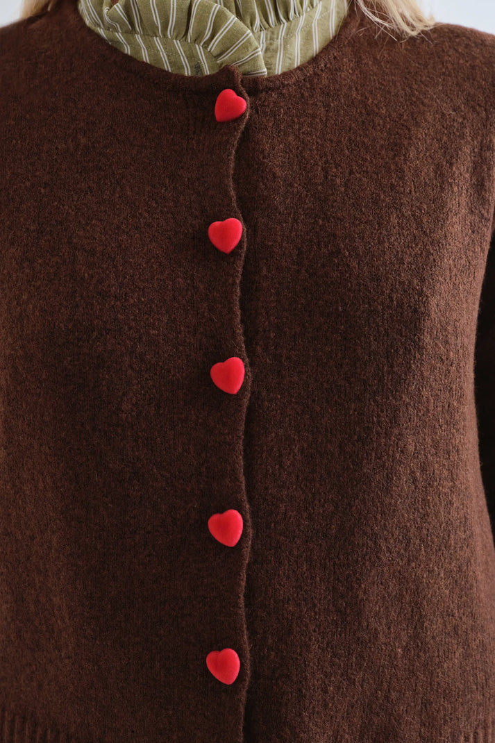 Brown Heart Cardigan