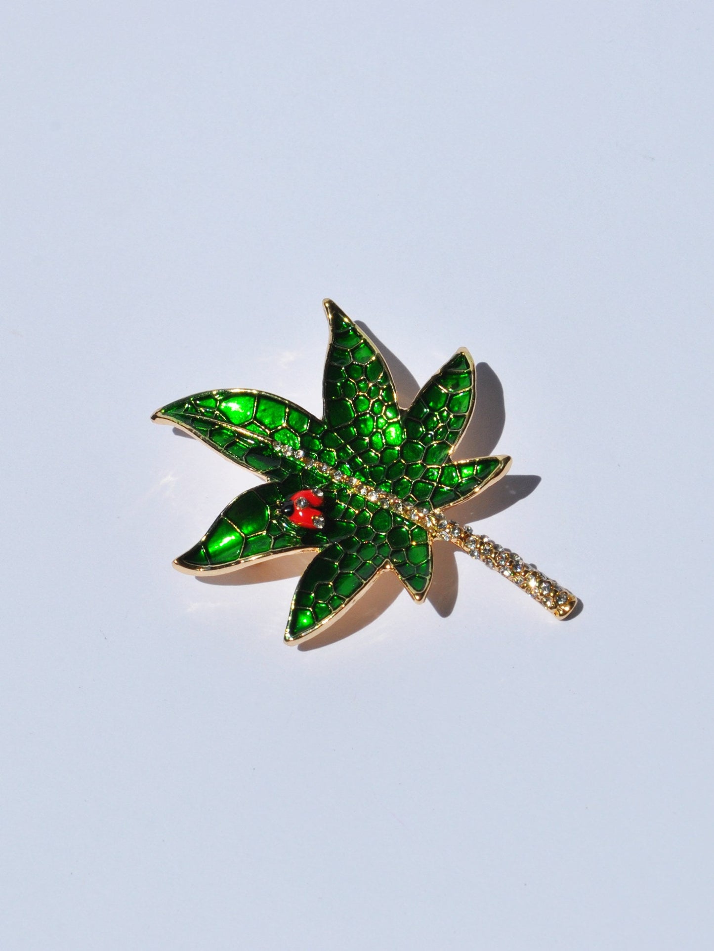 Leaf and Ladybug Brooch