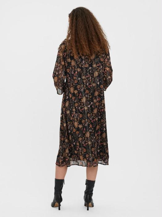 Chic floral midi dress designed for workwear, weekend outings, brunch dates, and special occasions.