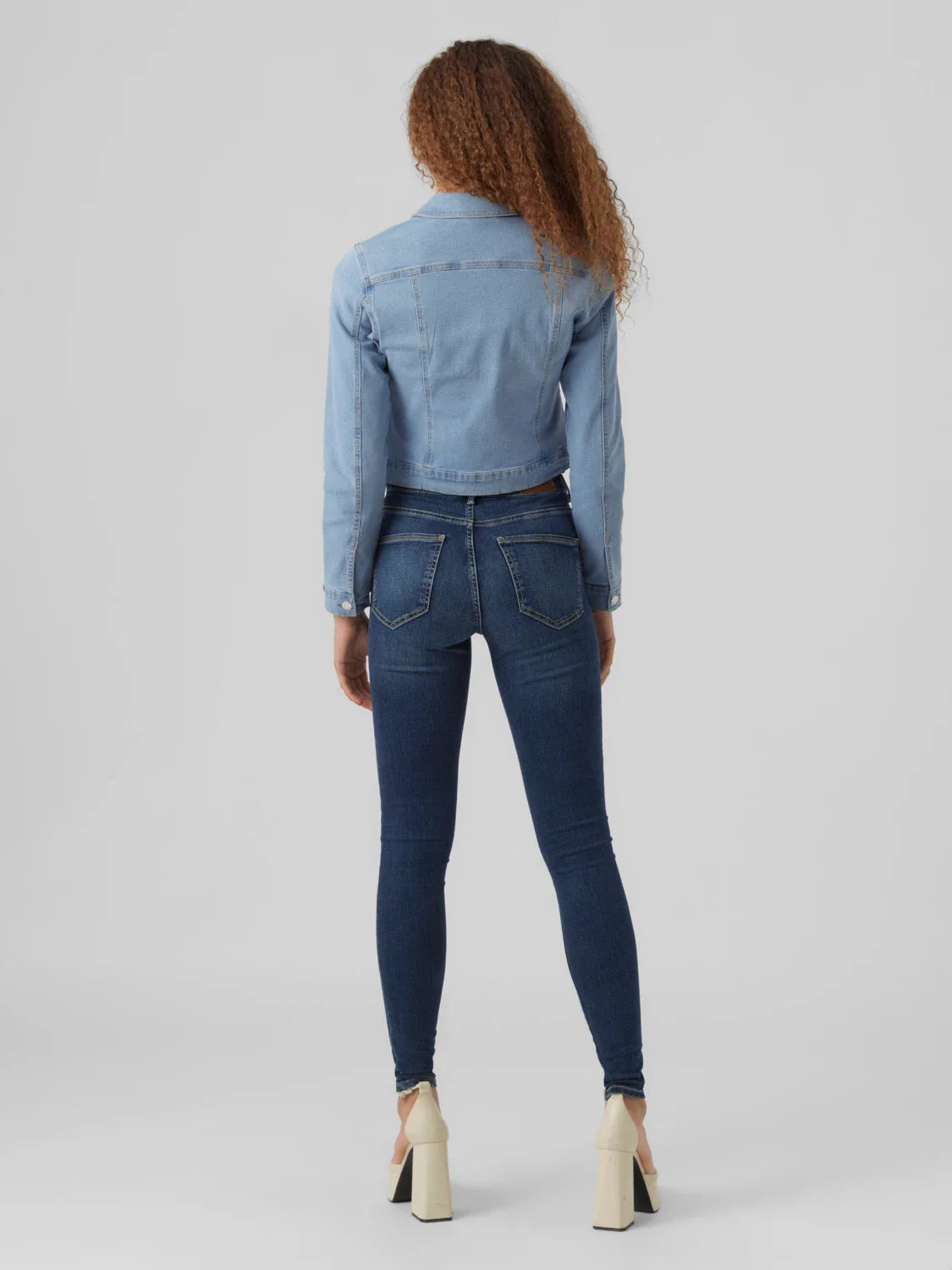 Light wash denim layer perfect for spring outfits, casual looks, and weekend wear.