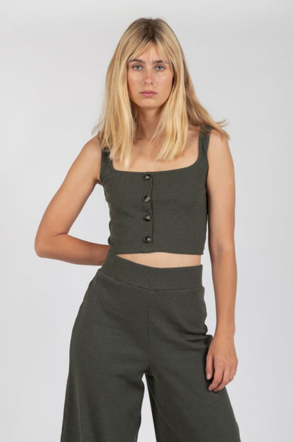 Button Crop Top