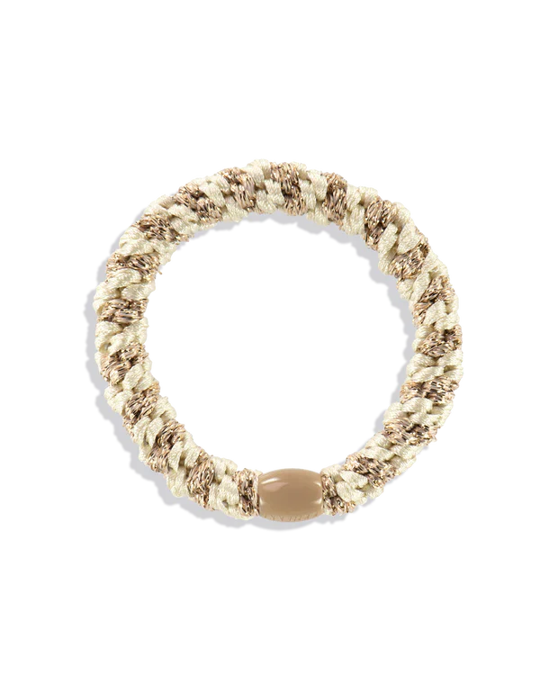 KKNEKKI Ivory-Beige Glitter Stripe, sun-kissed and joyful colors of hairbands and hair ties.
