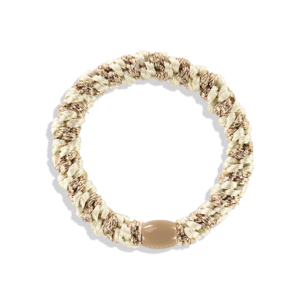 KKNEKKI Ivory-Beige Glitter Stripe, sun-kissed and joyful colors of hairbands and hair ties.
