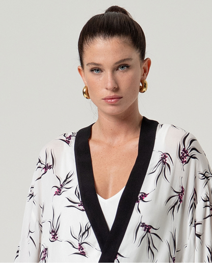 White Print Kimono