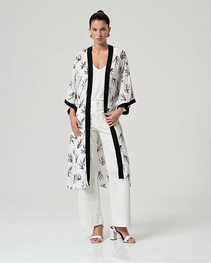White Print Kimono
