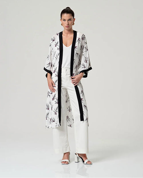 White Print Kimono