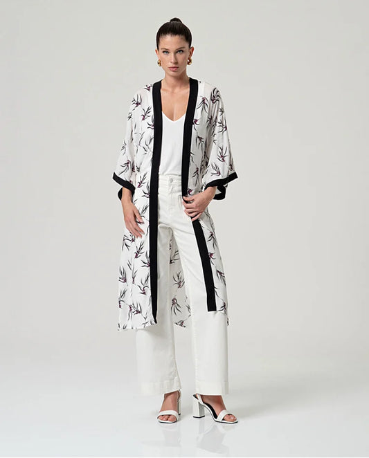 White Print Kimono