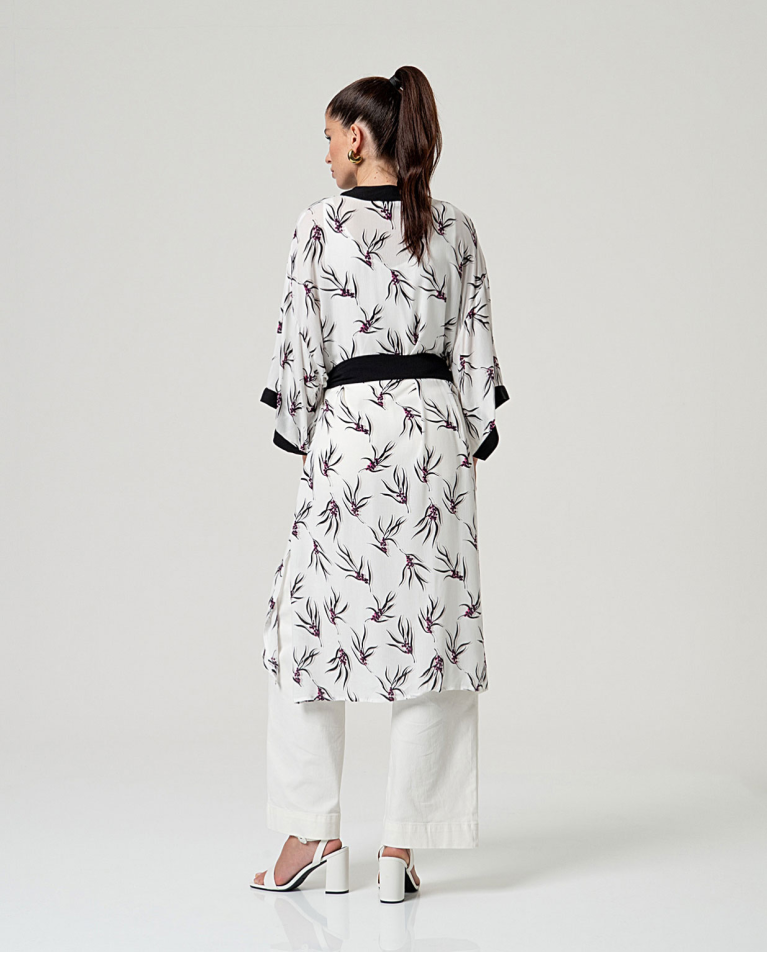 White Print Kimono