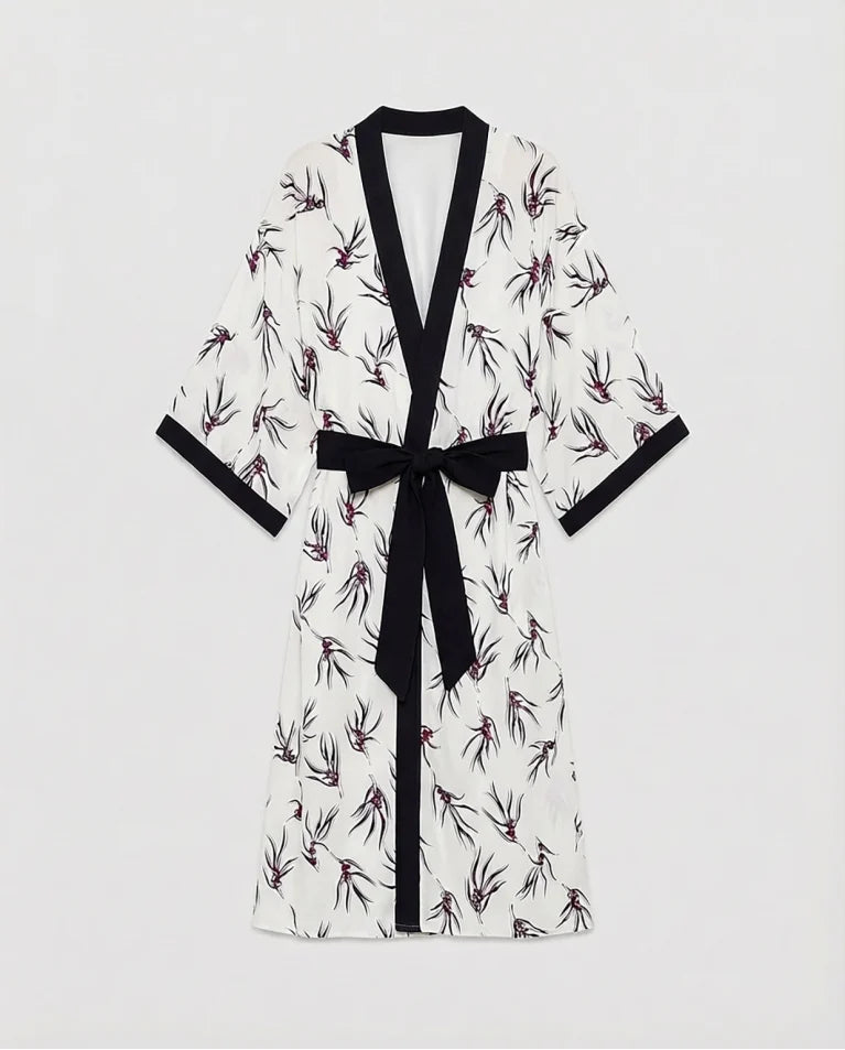 White Print Kimono