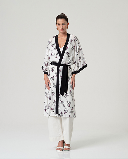 White Print Kimono