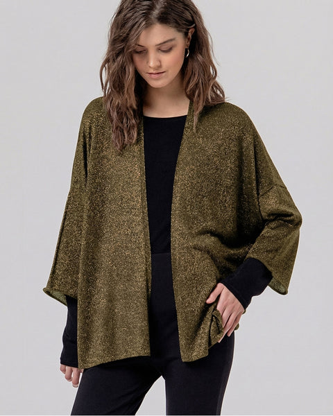 Khaki Lurex Poncho