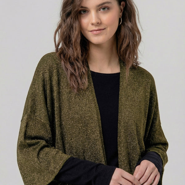 Khaki Lurex Poncho