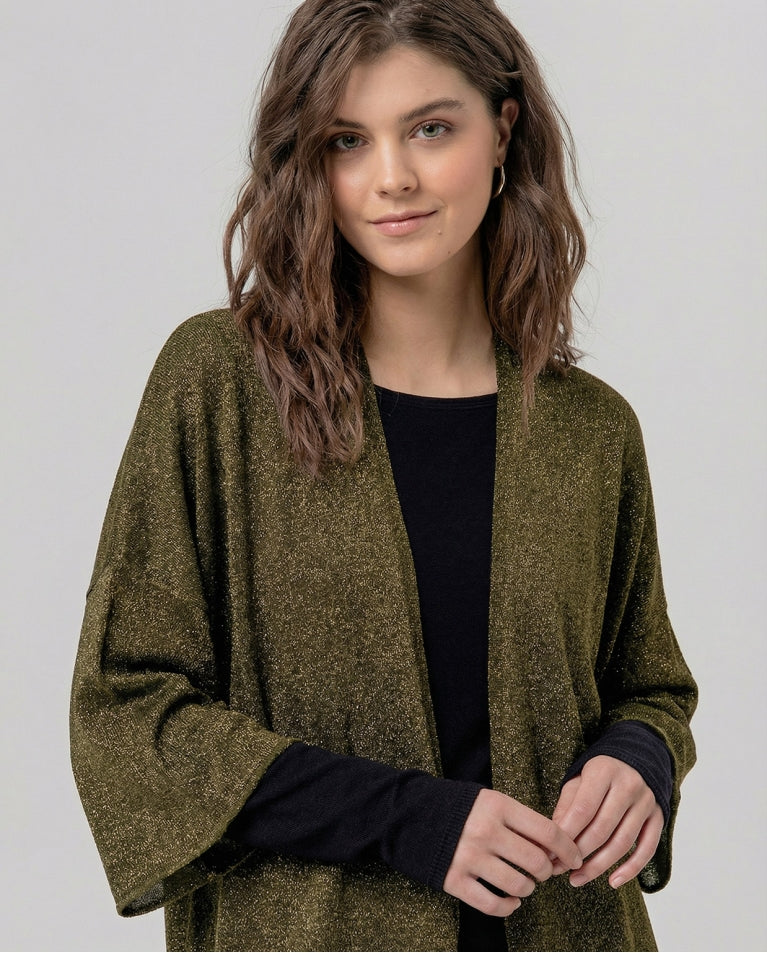 Khaki Lurex Poncho