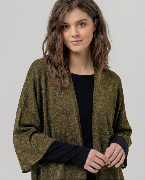 Khaki Lurex Poncho