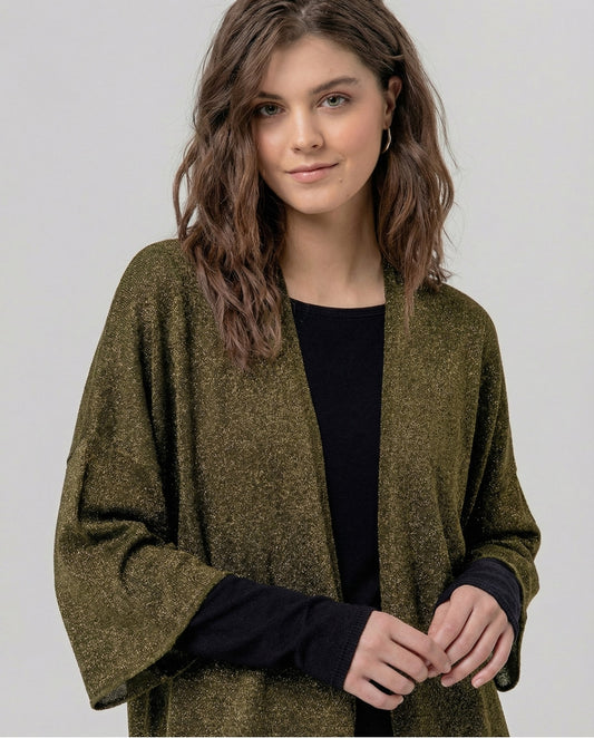 Khaki Lurex Poncho