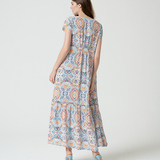 Stylish women’s bohemian maxi dress with relaxed fit and elevated casual chic vacation styling.