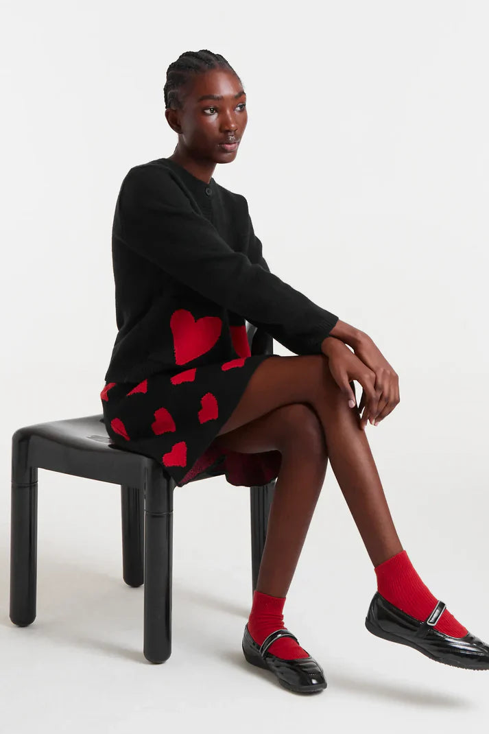 Women’s statement mini skirt with romantic graphic heart design