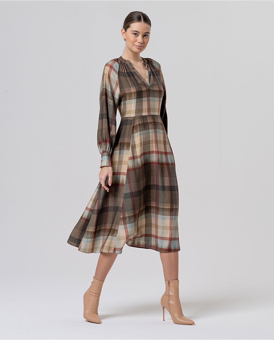 Checked Midi Dress