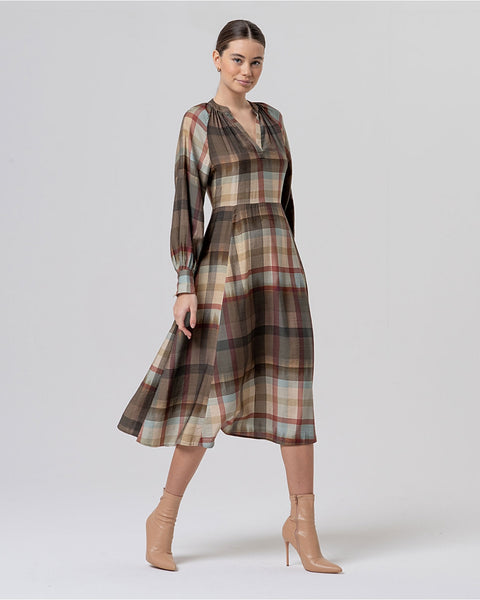 Checked Midi Dress