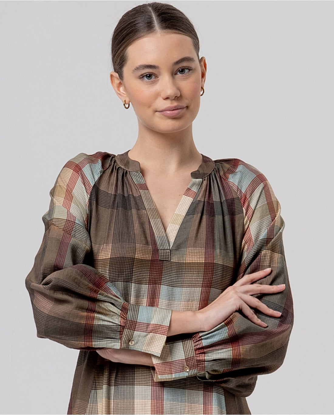 Checked Midi Dress