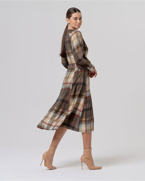 Checked Midi Dress
