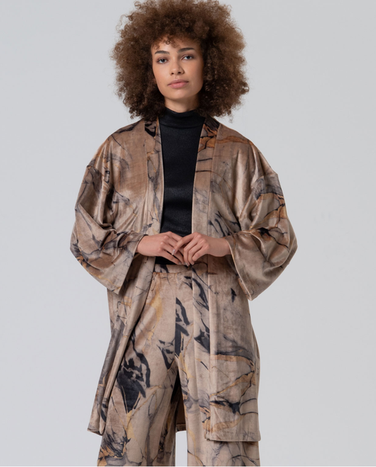Open Velvety Kimono