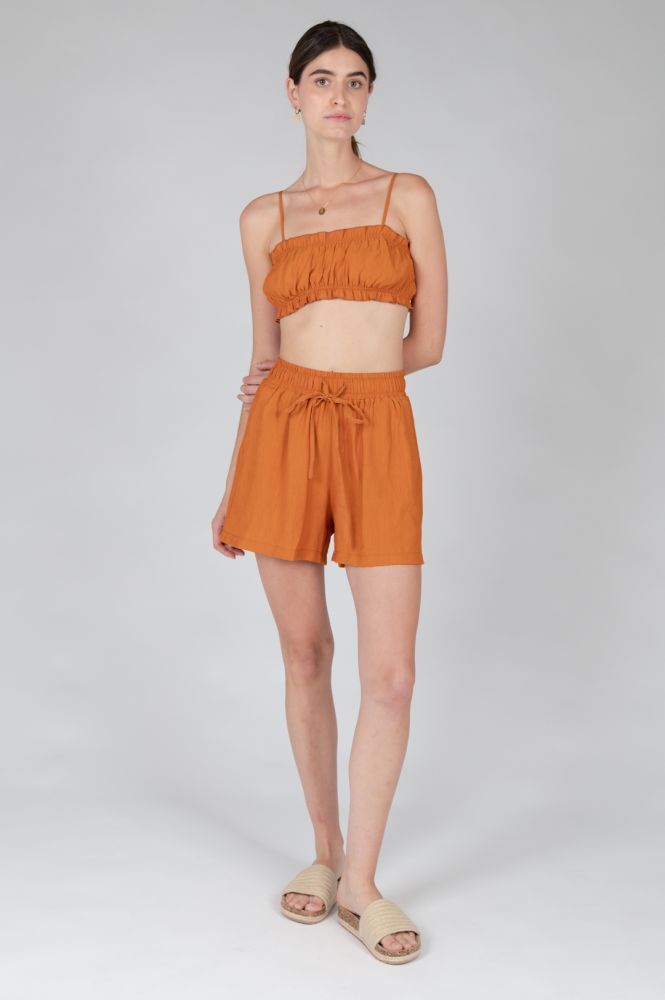 Comfortable elastic waist shorts perfect for resort wear and sunny-day outfits.