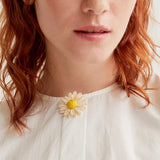 Close-up of Margarida flower woven button covers.
