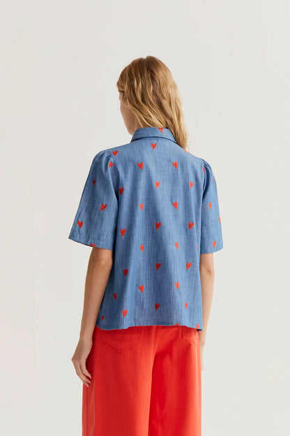 Chambray shirt with hearts