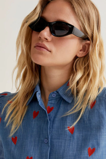 Chambray shirt with hearts