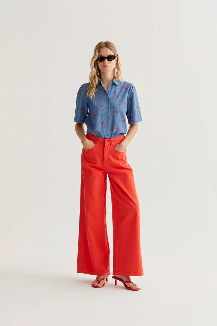 Chambray shirt with hearts