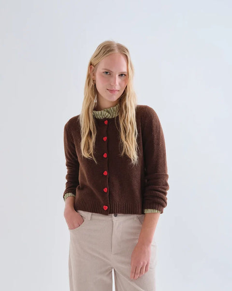 Brown Heart Cardigan