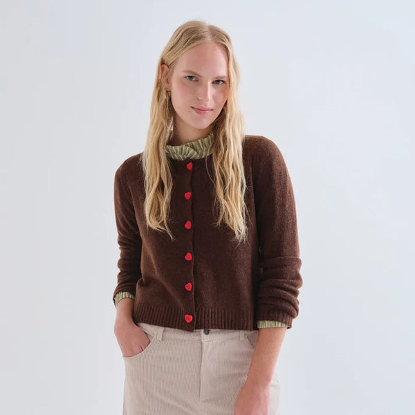 Brown Heart Cardigan