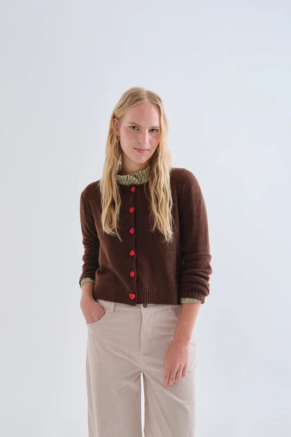 Brown Heart Cardigan