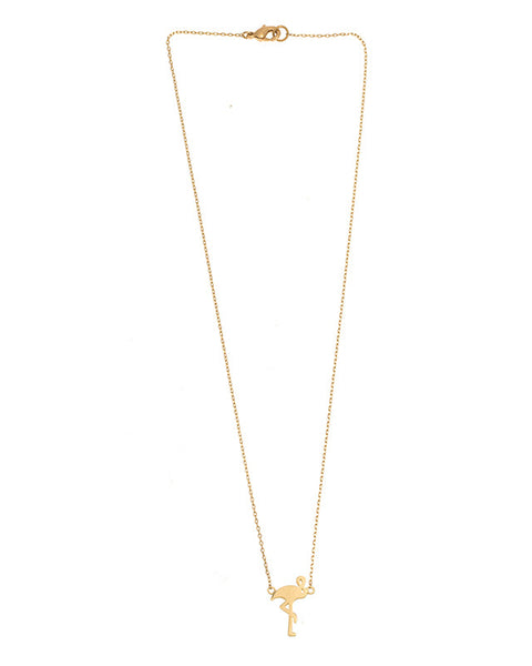 Dainty flamingo jewelry necklace in gold perfect for gifting, layering, and resort wear styling.