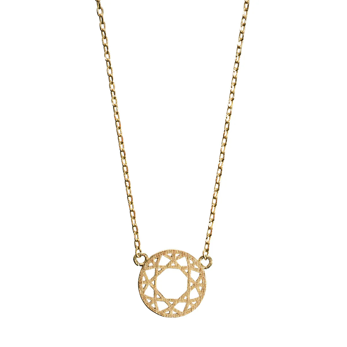 Modern gold geometric dreamcatcher charm necklace perfect for layering, gifting, and everyday wear.