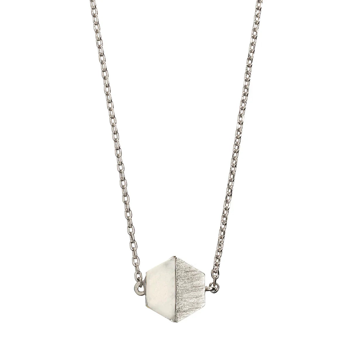 Delicate women's silver chain necklace with geometric charm for everyday fashion and layering.