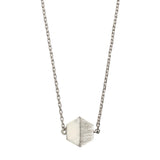 Delicate women's silver chain necklace with geometric charm for everyday fashion and layering.