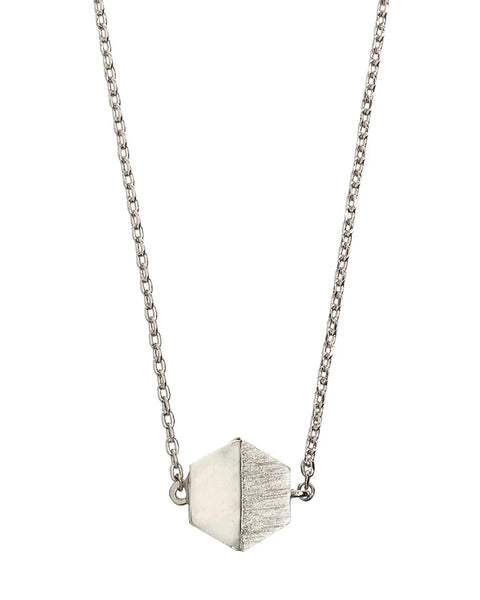 Delicate women's silver chain necklace with geometric charm for everyday fashion and layering.
