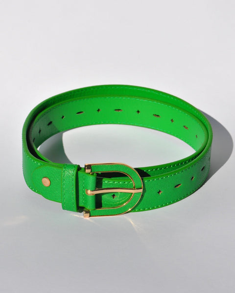 Women's colorful statement belt ideal for cinching dresses and high-waisted pants.
