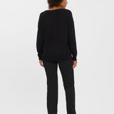 Elegant black knit pullover with long sleeves and an effortless everyday silhouette.