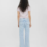 Trendy ripped knee denim jeans offering a flattering fit and effortless off-duty style.