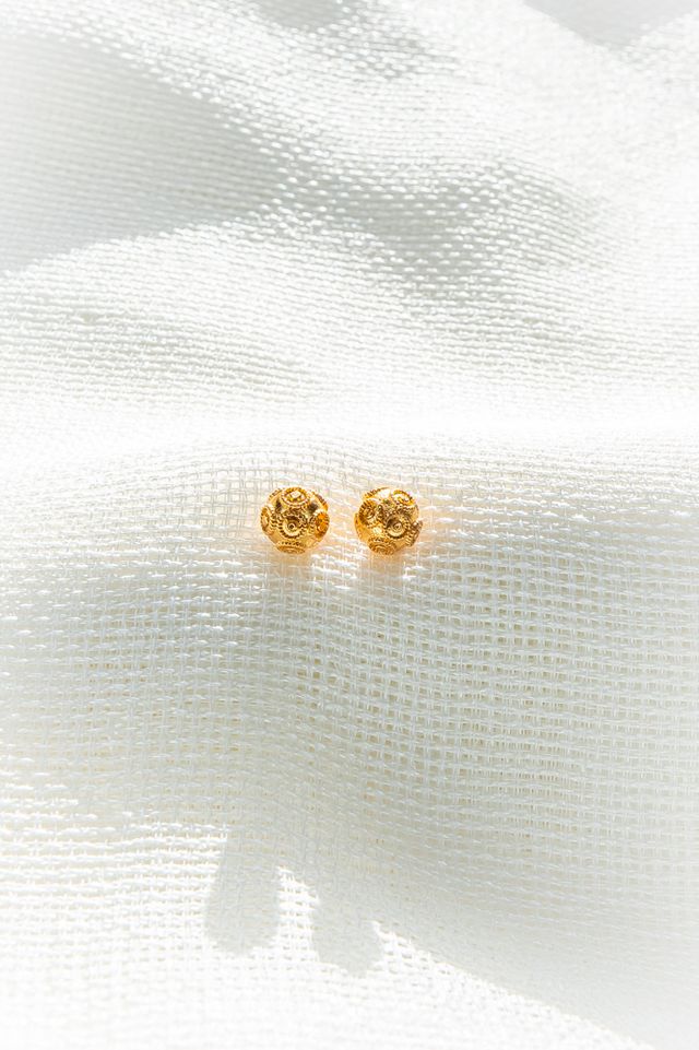 Stainless Steel Earrings, Viana Beads crafted like Portuguese filigree
7 mm in diameter.  Supposedly the oldest jewel in Portuguese history.