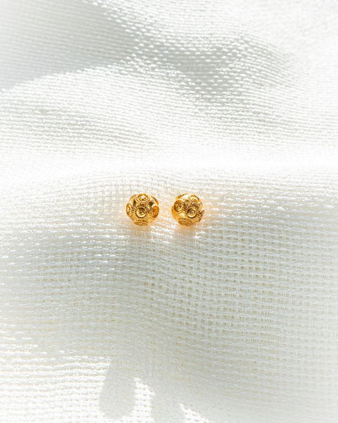Stainless Steel Earrings, Viana Beads crafted like Portuguese filigree
7 mm in diameter.  Supposedly the oldest jewel in Portuguese history.