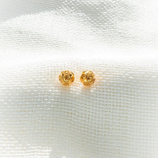 Stainless Steel Earrings, Viana Beads crafted like Portuguese filigree
7 mm in diameter.  Supposedly the oldest jewel in Portuguese history.