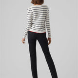 Women's classic Breton jumper designed for layering with denim, trousers, or skirts.